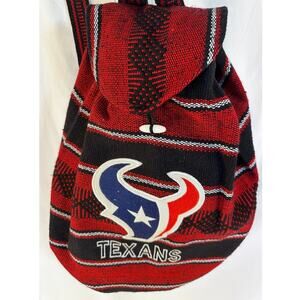Houston Texans NFL Unisex Mexican Falza Blanket Drawstring Backpack Red / Navy